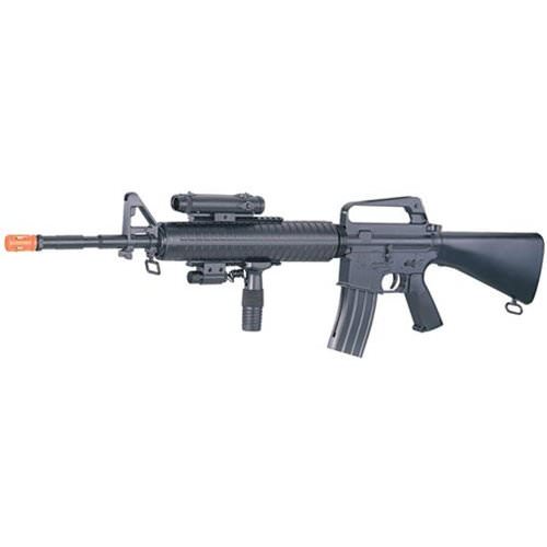 Spring Powered M16A3 Airsoft Assault Rifle with Laser & Flashlight - Tophatter Daily Deals