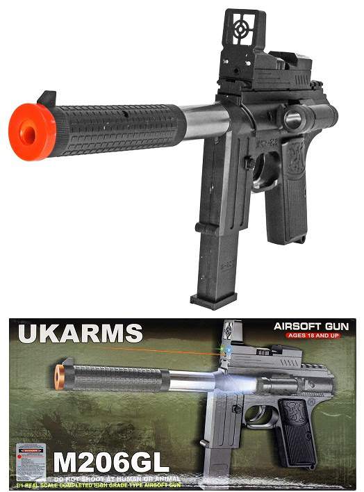 M206GL Spring Pistol With Crosshair Sight & Laser Flashlight Collectible Weapons - Tophatter Daily Deals