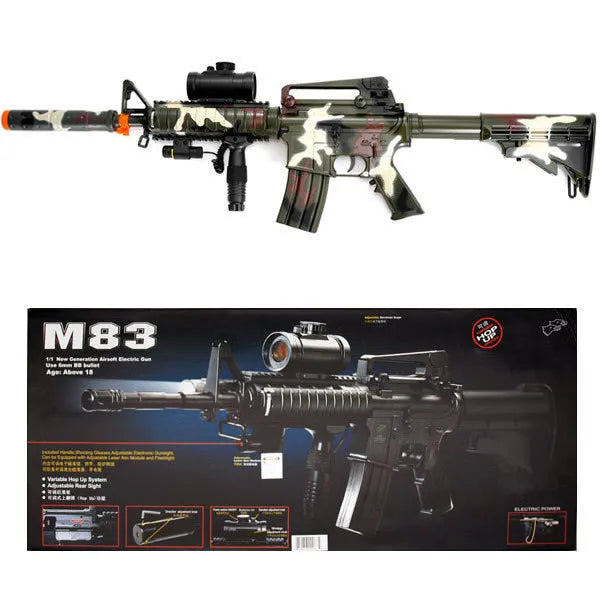 Camo M4 M16 Airsoft Electric Assault Rifle AEG Semi-Full Auto M83 - Tophatter Daily Deals