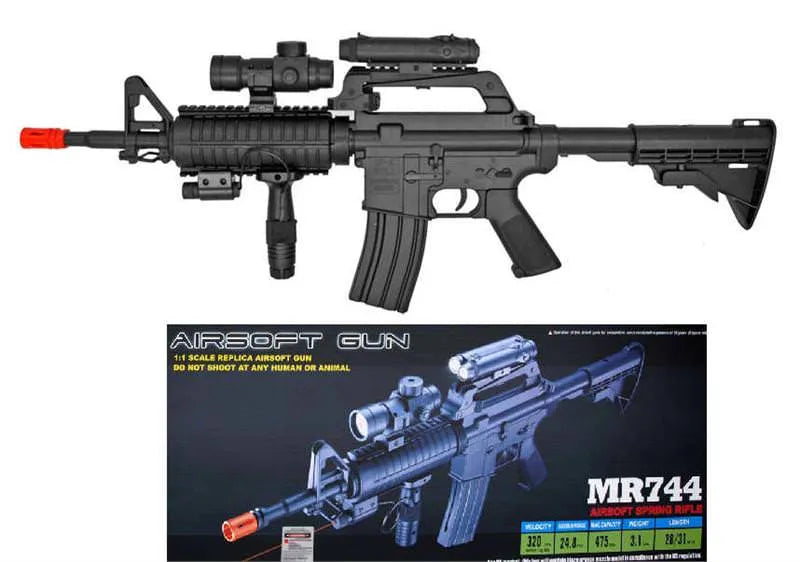 MR-744 Airsoft Rifle with Crosshair Scope & Flashlight Full Scale - Tophatter Daily Deals
