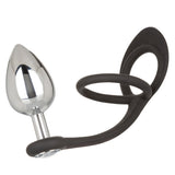 Star Fucker XL Teardrop Plug Black Silicone and Silver Metal Dual Enhancer with Sparkling Gem Accent > Anal Range > Prostate Plugs - Tophatter Daily Deals
