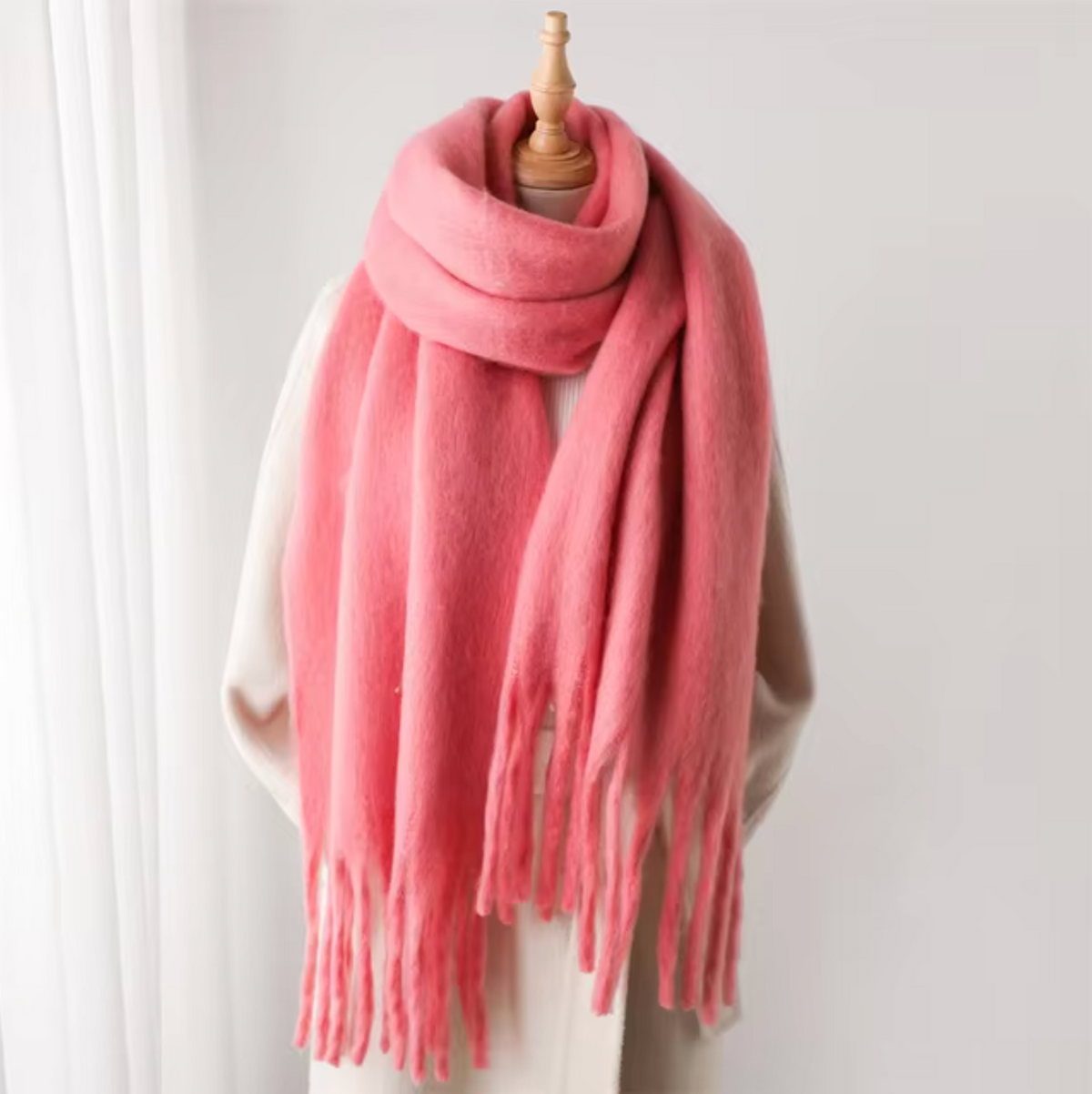 Oversized Cozy Women’s Winter Scarf -Blanket Style Cashmere Pink One Size - Tophatter Daily Deals