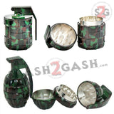 Camo Hand Grenade Tobacco Herb Grinder - 3 piece w/ Pin Handle Smoking Accessories - Tophatter Daily Deals