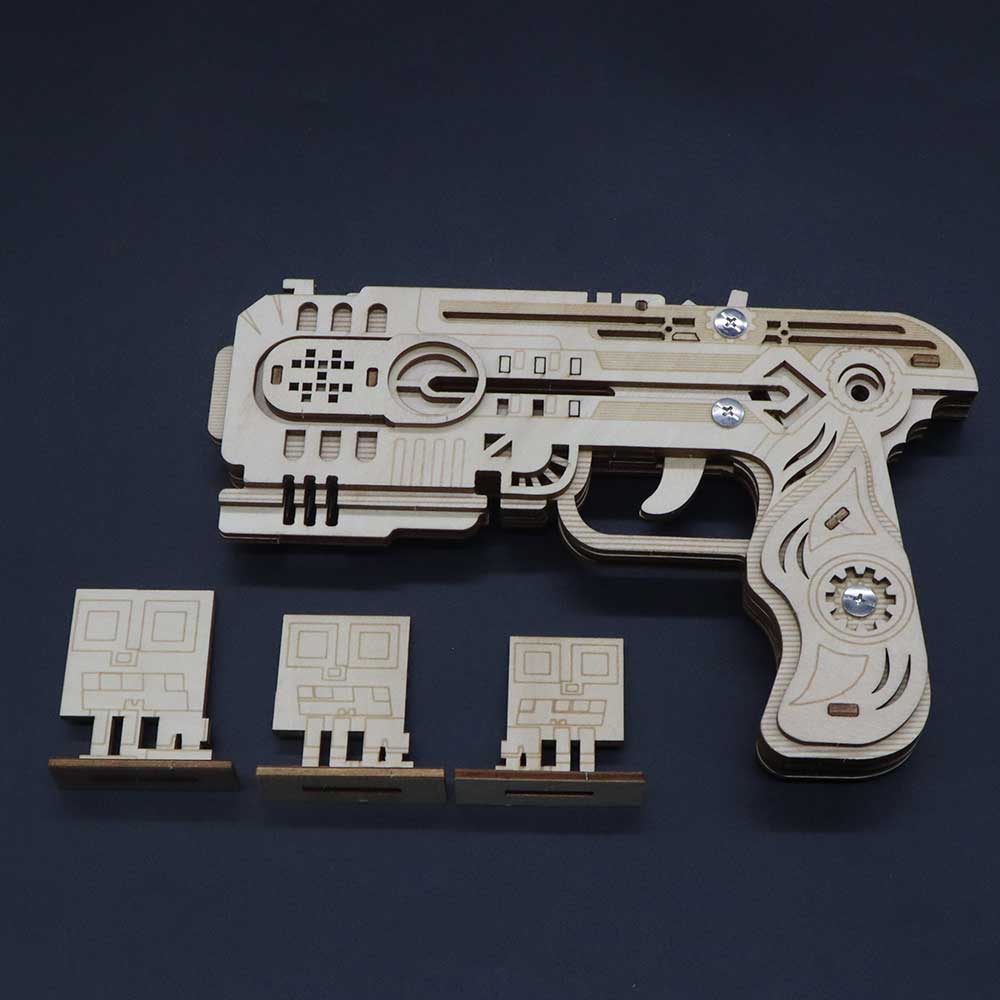 3D Wooden Kit Training Dragon Rubber Band Pistol Model Kit - Tophatter Daily Deals