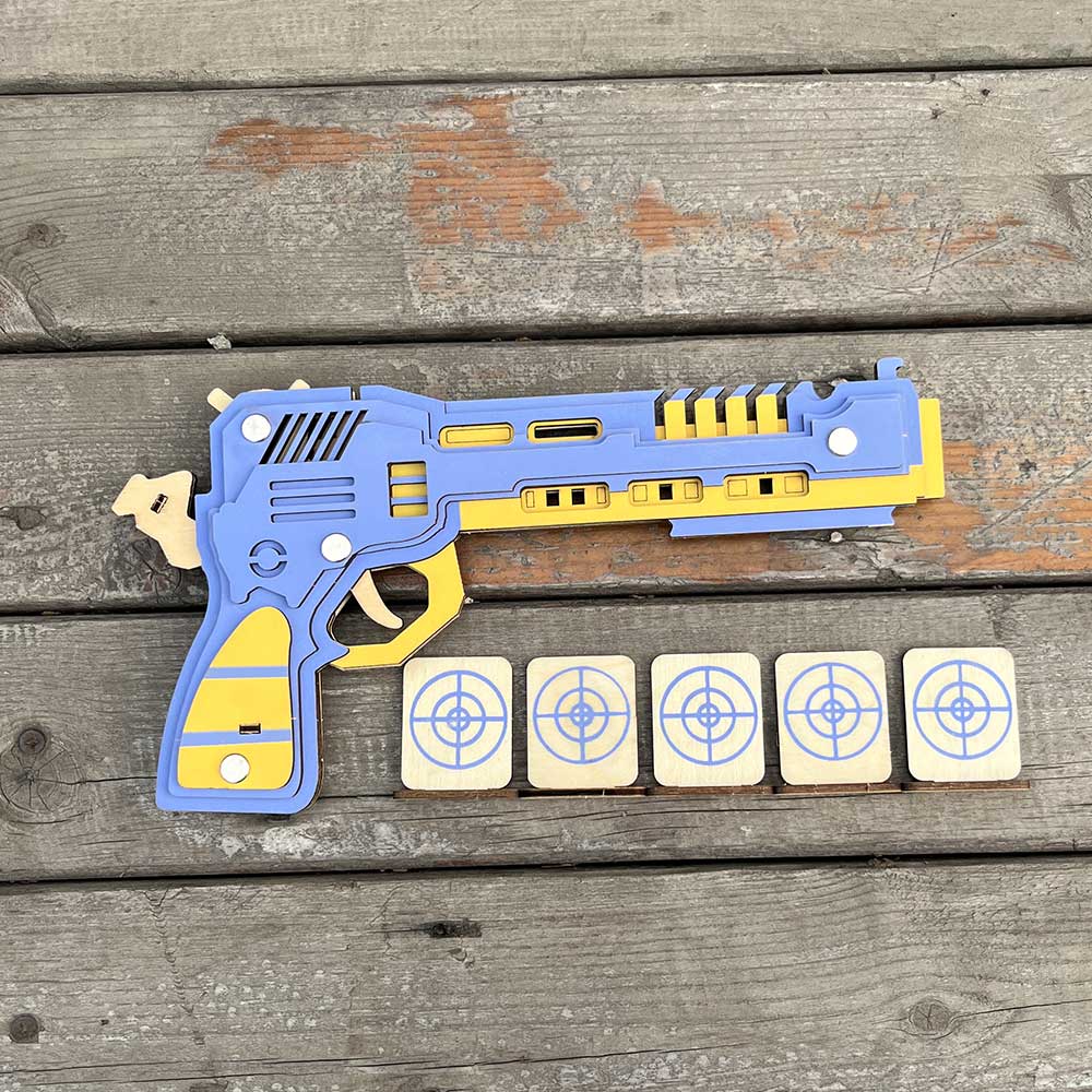 Battle Wolf 3D Gun Puzzle Wooden Rubber Band Gun Model Kit - Tophatter Daily Deals