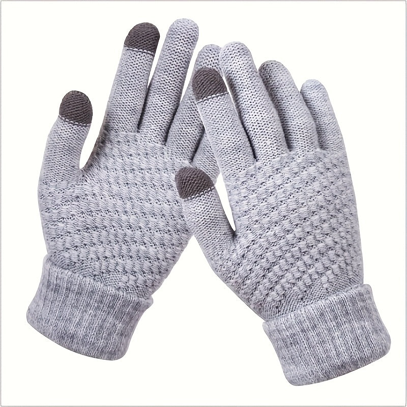 Soft Touchscreen Winter Gloves Elastic Cuff Knit for Cold Weather Gray Gloves, Scarves & Earmuffs - Tophatter Daily Deals