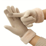 Cashmere Warm Suede Leather Plush Touch Screen Gloves Gloves, Scarves & Earmuffs - Tophatter Daily Deals