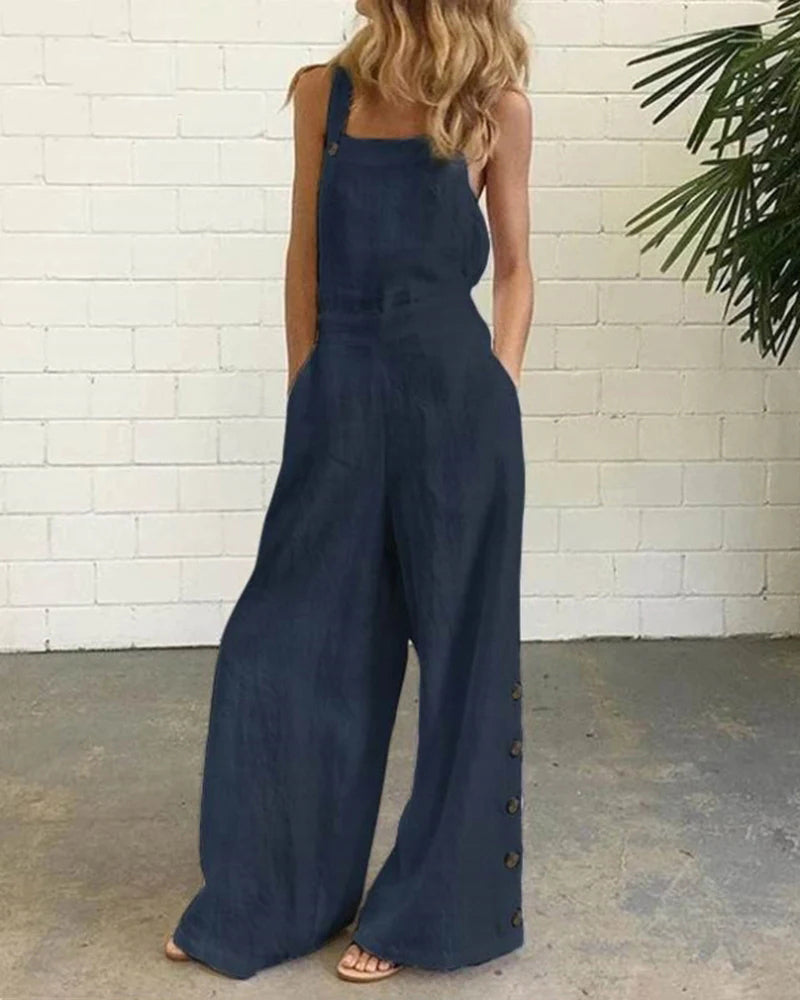 Wide Leg Bib Pants Rompers Navy blue Jumpsuits & Rompers - Tophatter Daily Deals