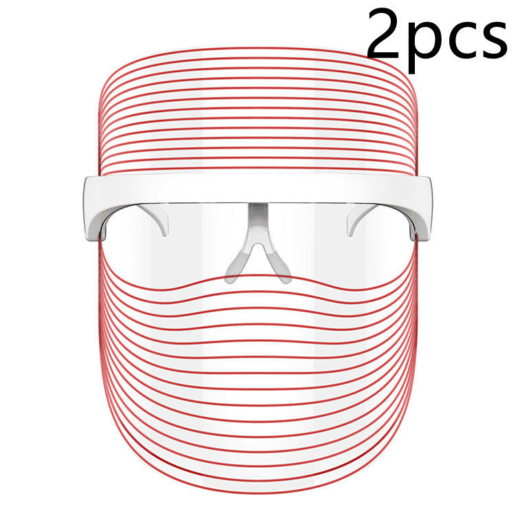 7 Color LED Mask Red Light Therapy Skin Rejuvenation Massager Beauty Home Skin Face Whitening Anti Aging SPA Device As shown 2pcs USB 0 - Tophatter Daily Deals