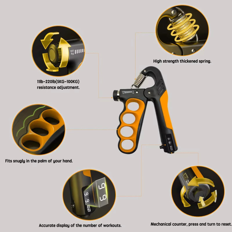 5-100kg Hand Grip Muscle Strengthener Trainer Adjustable Hands Gripper Strength Wrist Weights Expander Gym Exercise Accessories 5 - Tophatter Daily Deals
