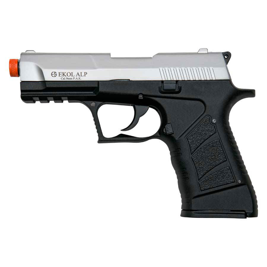 EKOL ALP Nickel Finish 9mm Sub-Compact V92F Front Firing Blank Gun - Tophatter's Guns'N'Weapons Store - FREE SHIPPING Collectible Weapons - Tophatter Daily Deals