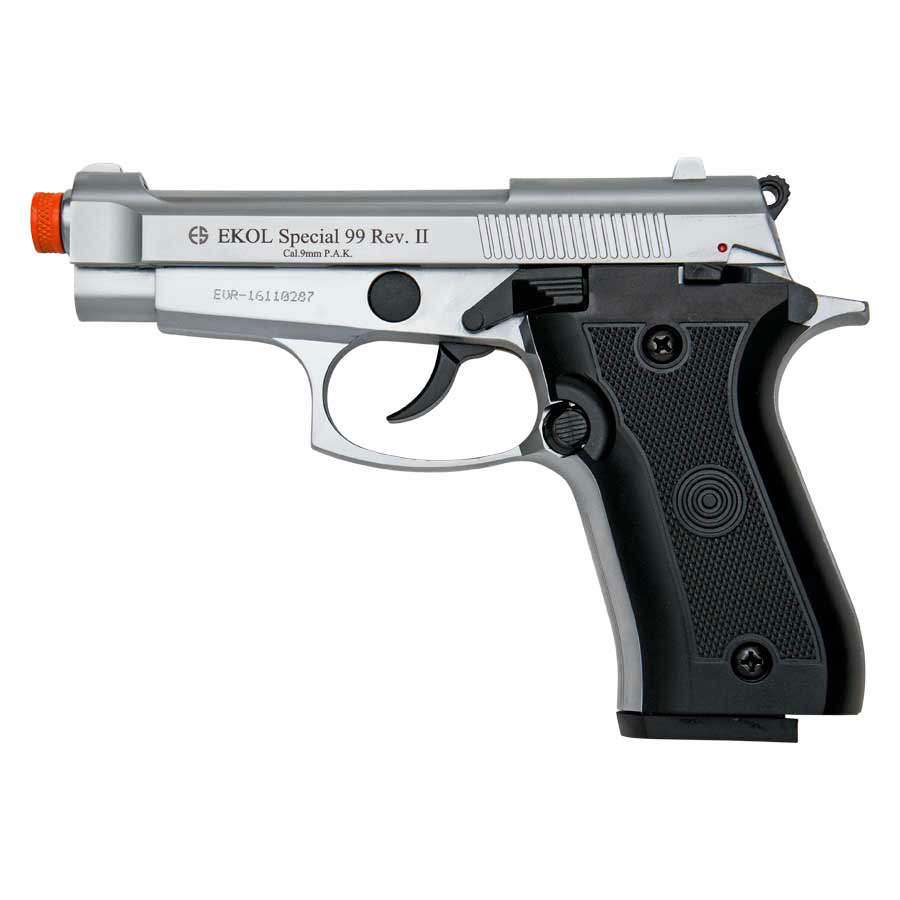 Special 99 REV2 Front Firing Blank Gun Nickel Finish Pistol - Tophatter's Inc. Weapons Store Online Collectible Weapons - Tophatter Daily Deals