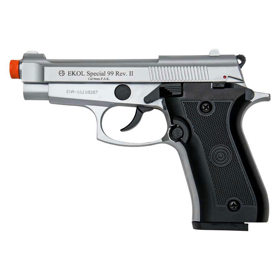 Special 99 REV2 Front Firing Blank Gun Nickel Finish Pistol - Tophatter's Guns'N'Weapons Store Collectible Weapons - Tophatter Daily Deals