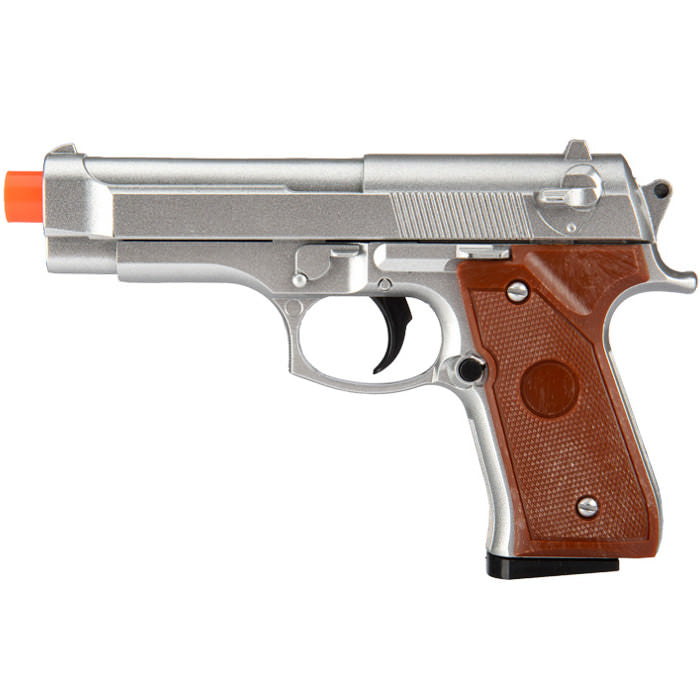 G22MS Metal Spring-Loaded Airsoft Gun - 92F Silver Tactical Pistol - Tophatter's Inc. Weapons Store Online Collectible Weapons - Tophatter Daily Deals