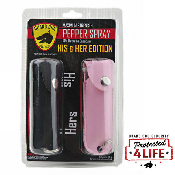 2-Pack His & Hers Personal Defense Pepper Spray OC-18 1/2 oz Collectible Weapons - Tophatter Daily Deals