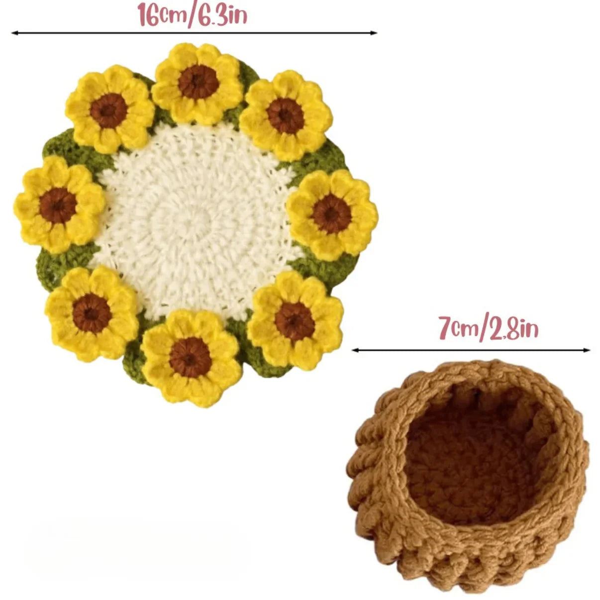 Handmade Crochet Coaster Sunflower - Tophatter Daily Deals