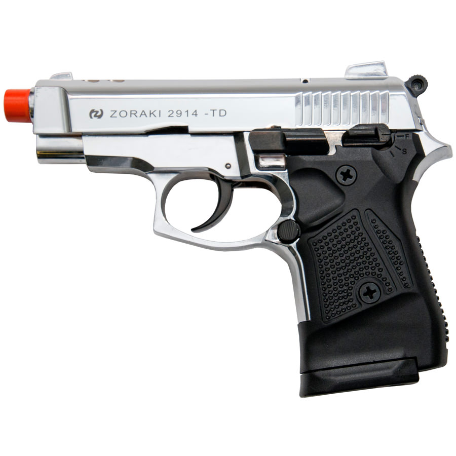 Zoraki M2914 Chrome Finish 9mm Front Firing Blank Gun - Tophatter's Guns'N'Weapons Store Collectible Weapons - Tophatter Daily Deals
