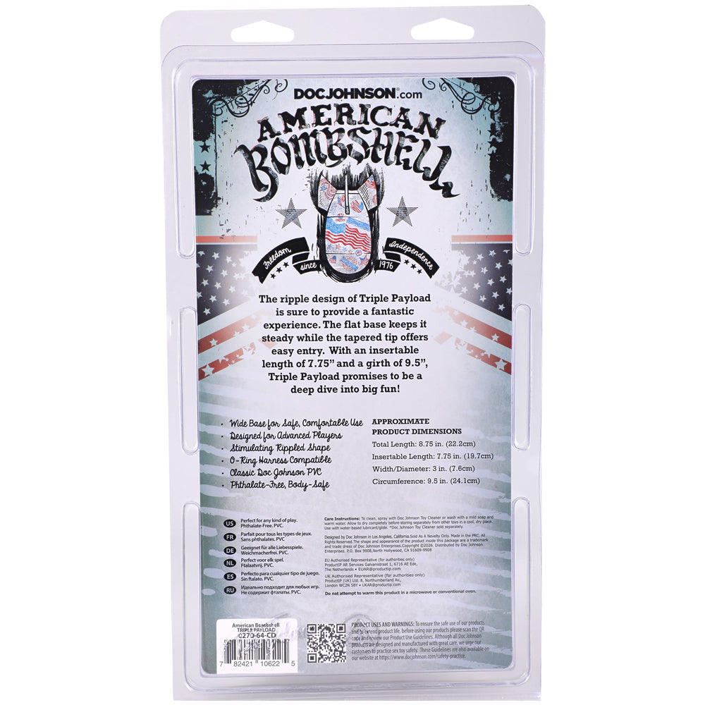 American Bombshell Triple Payload – 7.75 Inch Rippled Butt Plug > Anal Range > Oversized Anal Toys - Tophatter Daily Deals