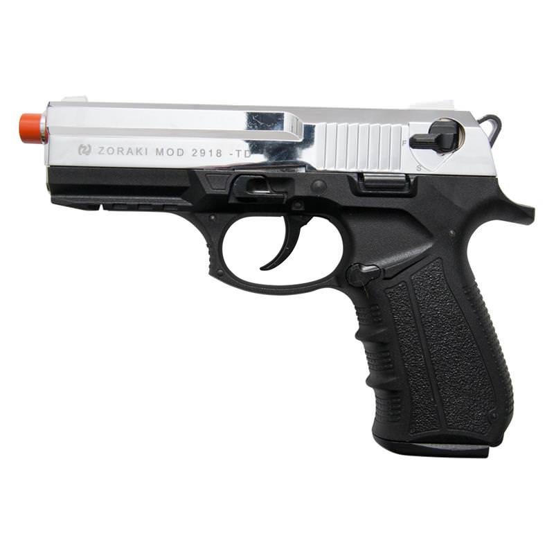 Zoraki 2918 9mm Chrome Finish Front Firing Blank Gun - Tophatter's Inc. Weapons Store Online Collectible Weapons - Tophatter Daily Deals