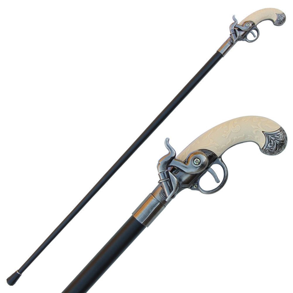 Flintlock Walking Cane Antique Gun Handle - Tophatter's Guns'N'Weapons Store Collectible Weapons - Tophatter Daily Deals