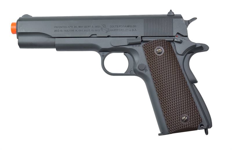 Colt 1911 CO2 Full Metal Blowback Airsoft Pistol, Parkerized Finish Grey Collectible Weapons - Tophatter Daily Deals