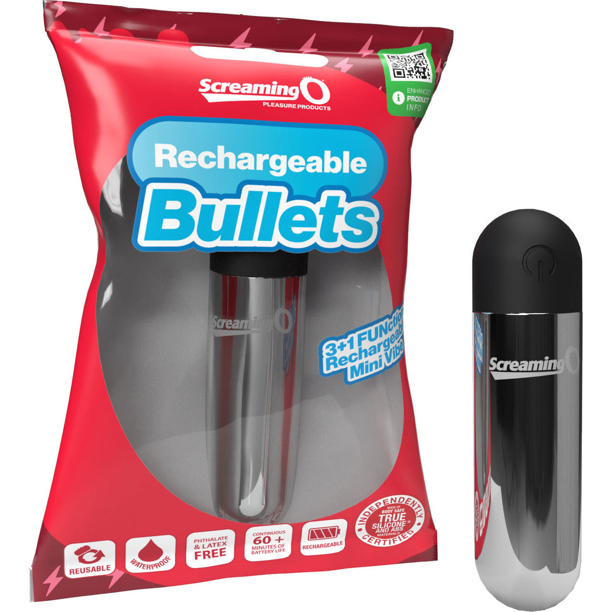 Rechargeable Bullet Vibrator (Silver) – Waterproof Body-Safe ABS with 3 Speeds and Pulse Pattern > Vibrators > Mini Vibrators - Tophatter Daily Deals