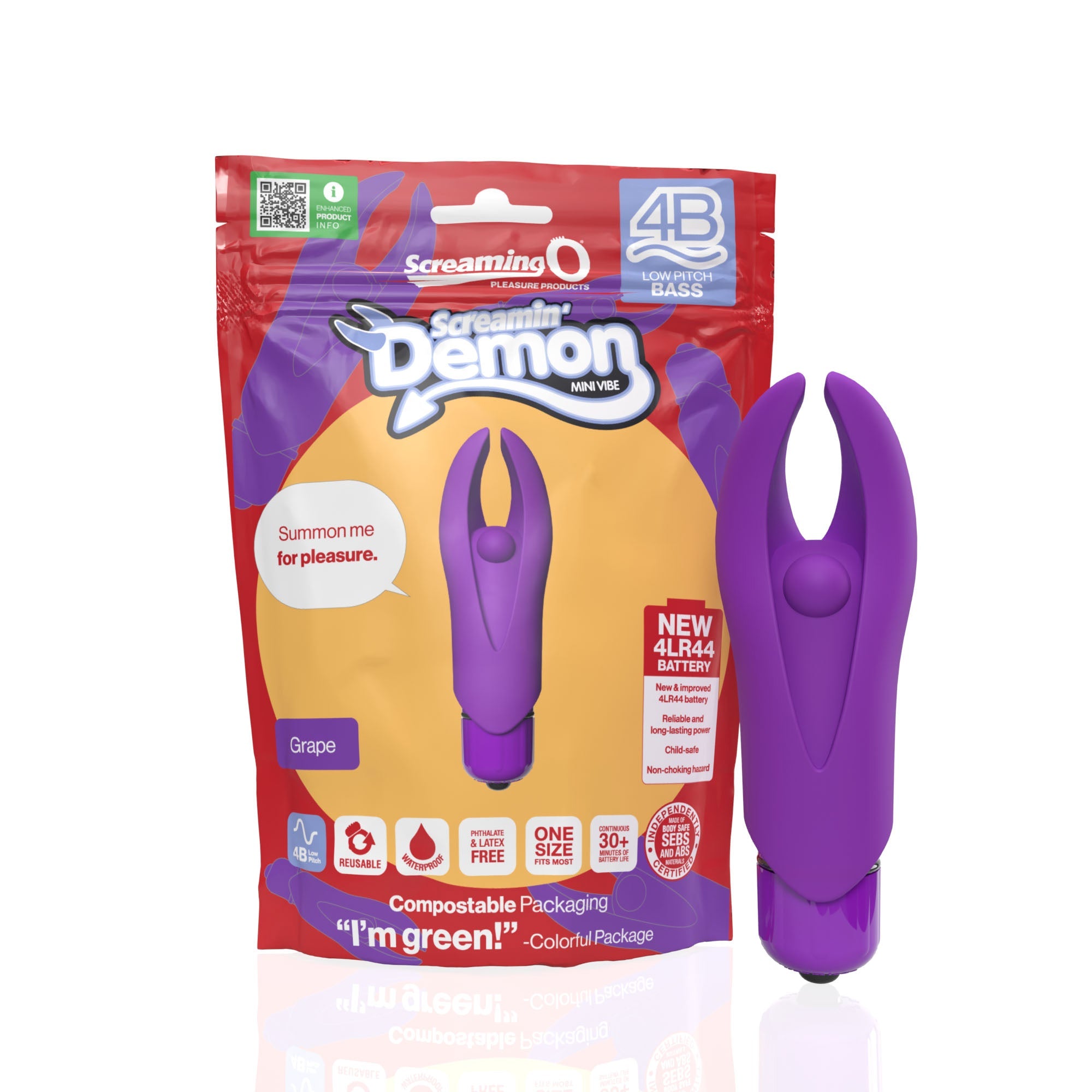 Demon 4B Low Pitch Bass – Deep-Rumbling 5-Speed Vibrator with Silicone Horns > Vibrators > Mini Vibrators - Tophatter Daily Deals