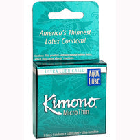Kimono Micro Thin Aqua Lube Condom - Box of 3 - Tophatter Daily Deals
