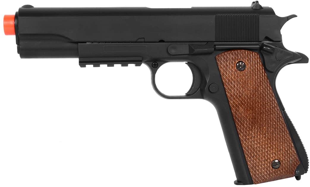 1911 Full Size Spring Powered Heavyweight Airsoft Pistol w/ Railed Frame Collectible Weapons - Tophatter Daily Deals