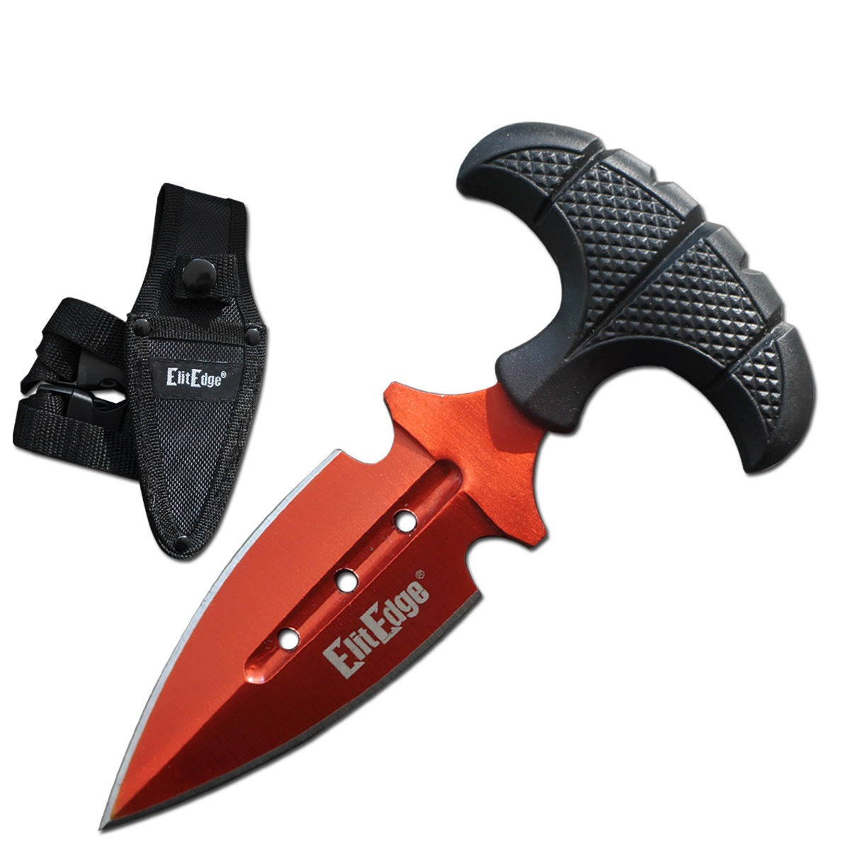 Red Military Push Dagger Dual Edge Fixed Blade Knife - TOPHATTER'S ARMORY DEALS Collectible Weapons - Tophatter Daily Deals