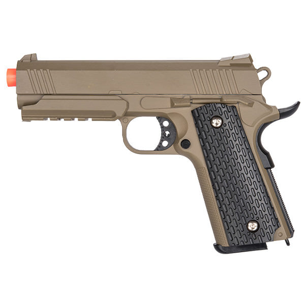 G25D Metal 1911 Airsoft Warrior Spring Pistol With Rail in DARK EARTH - Tophatter's Inc. Weapons Store Online Collectible Weapons - Tophatter Daily Deals