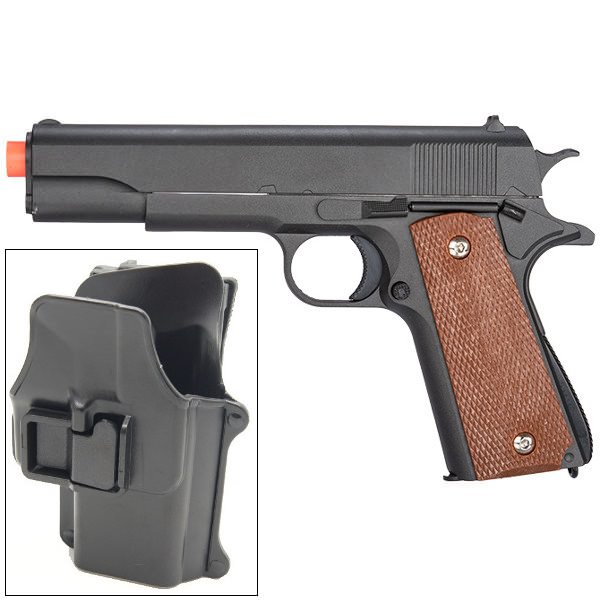 M1911 Replica Airsoft Spring Pistol Metal with Quick Release Holster - Tophatter's Guns'N'Weapons Store Collectible Weapons - Tophatter Daily Deals