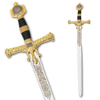 King Solomon Sword Gold Medieval Broadsword - Tophatter's Guns'N'Weapons Store - FREE SHIPPING Collectible Weapons - Tophatter Daily Deals