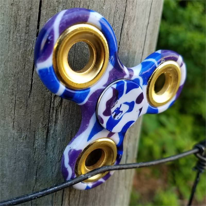 Hand Finger Spinner Purple-Blue Camo Stress Relief Tri Fidget High Speed - TOPHATTER'S ARMORY DEALS Collectible Weapons - Tophatter Daily Deals