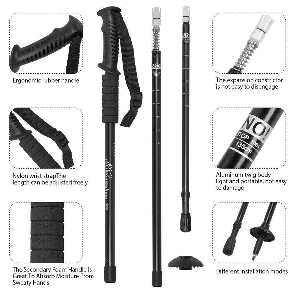 Anti-shock Walking Pole - 1 Pair Telescopic Walking Poles Sticks Extending Adjustable Antishock Hiking Mountain & Cycling - Tophatter Daily Deals