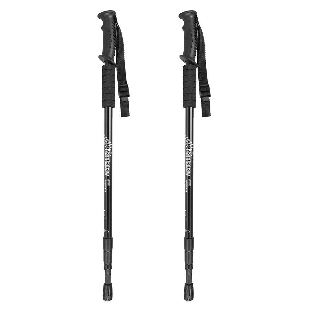 Anti-shock Walking Pole - 1 Pair Telescopic Walking Poles Sticks Extending Adjustable Antishock Hiking Black Mountain & Cycling - Tophatter Daily Deals