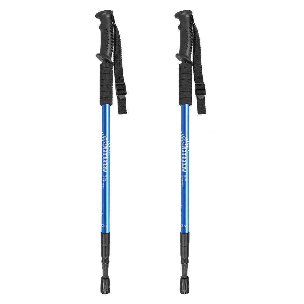 Anti-shock Walking Pole - 1 Pair Telescopic Walking Poles Sticks Extending Adjustable Antishock Hiking Blue Mountain & Cycling - Tophatter Daily Deals