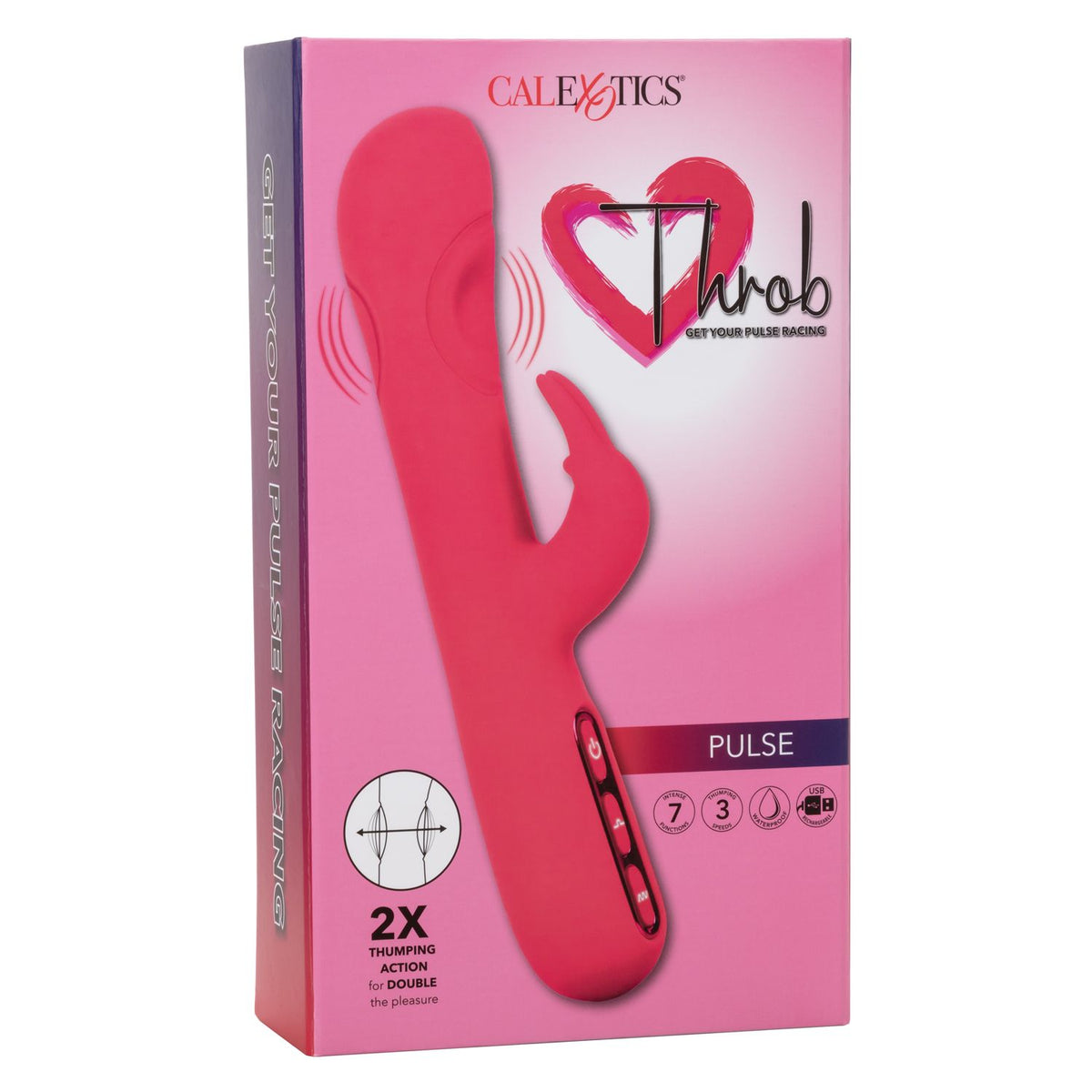 Throb Pulse Red Silicone Rabbit Vibrator with Double Thumping Action and 7 Vibration Functions > Vibrators > Ladies > Rabbit - Tophatter Daily Deals