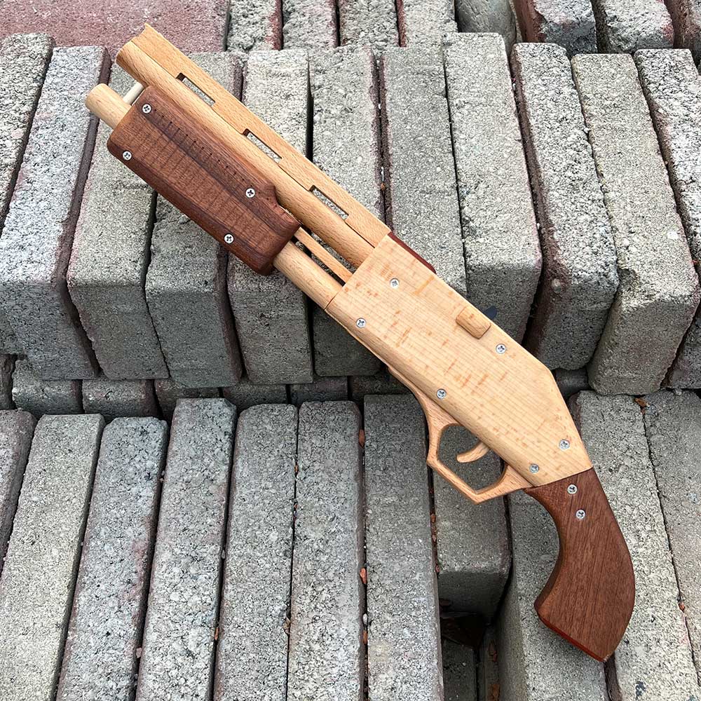 Assembled M37 Shotgun Rubber Band Wooden Replica Gun - Tophatter Daily Deals