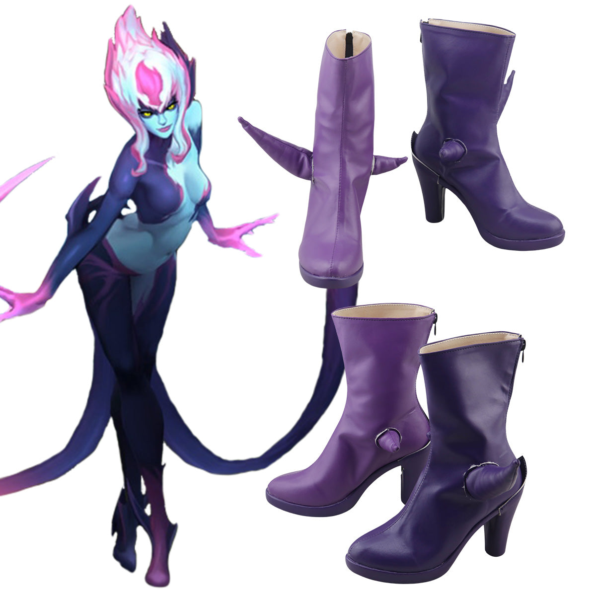 League Of Legends LOL Evelynn Rework Agony Embrace Purple Blue Shoes Cosplay Boots Shoes/Boots - Tophatter Daily Deals