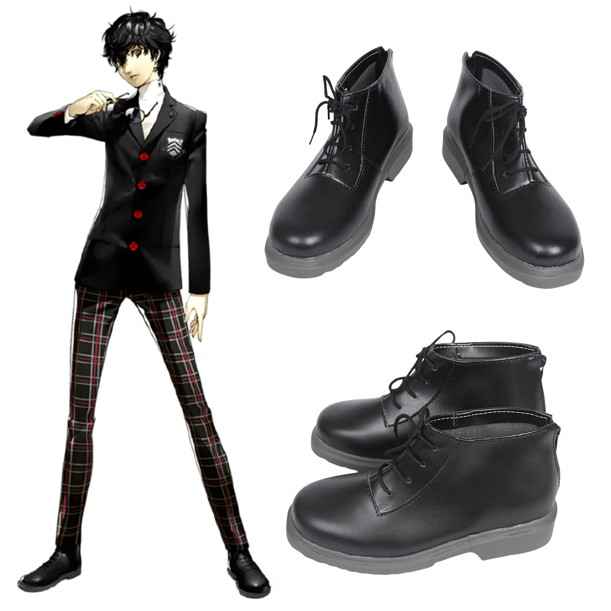 Persona 5 Protagonist Akira Kurusu Ren Amamiya Black Cosplay Shoes Shoes/Boots - Tophatter Daily Deals