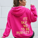 Oversized Women’s Hoodie - Relaxed Back Slogan Cotton Blend Pink - Tophatter Daily Deals