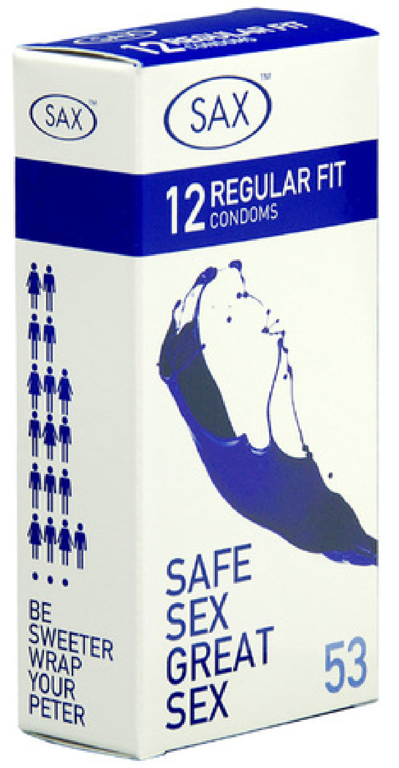 Sax Condoms Regular – 53mm Nominal Width Latex Condoms Pack of 12 > Essentials > Condoms - Tophatter Daily Deals