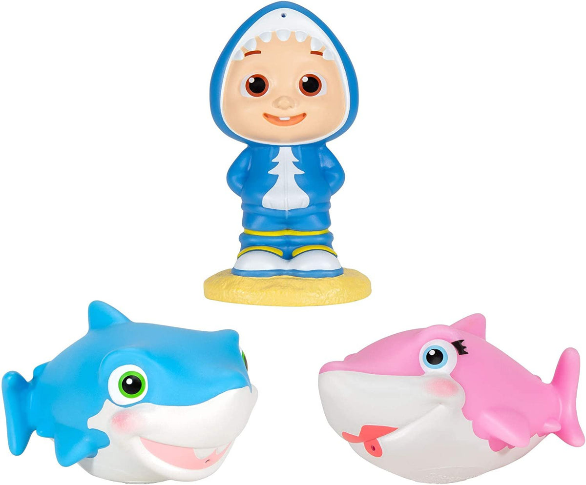 CoComelon 3-Pack Bath Squirter Toys - Fun and Colorful Water Play for Toddlers JJ, Blue Shark, Pink Shark Toys & Games - Tophatter Daily Deals