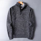 Warm Men's Knit Pullover - Half Zip, Wool Blend, Casual Black - Tophatter Daily Deals