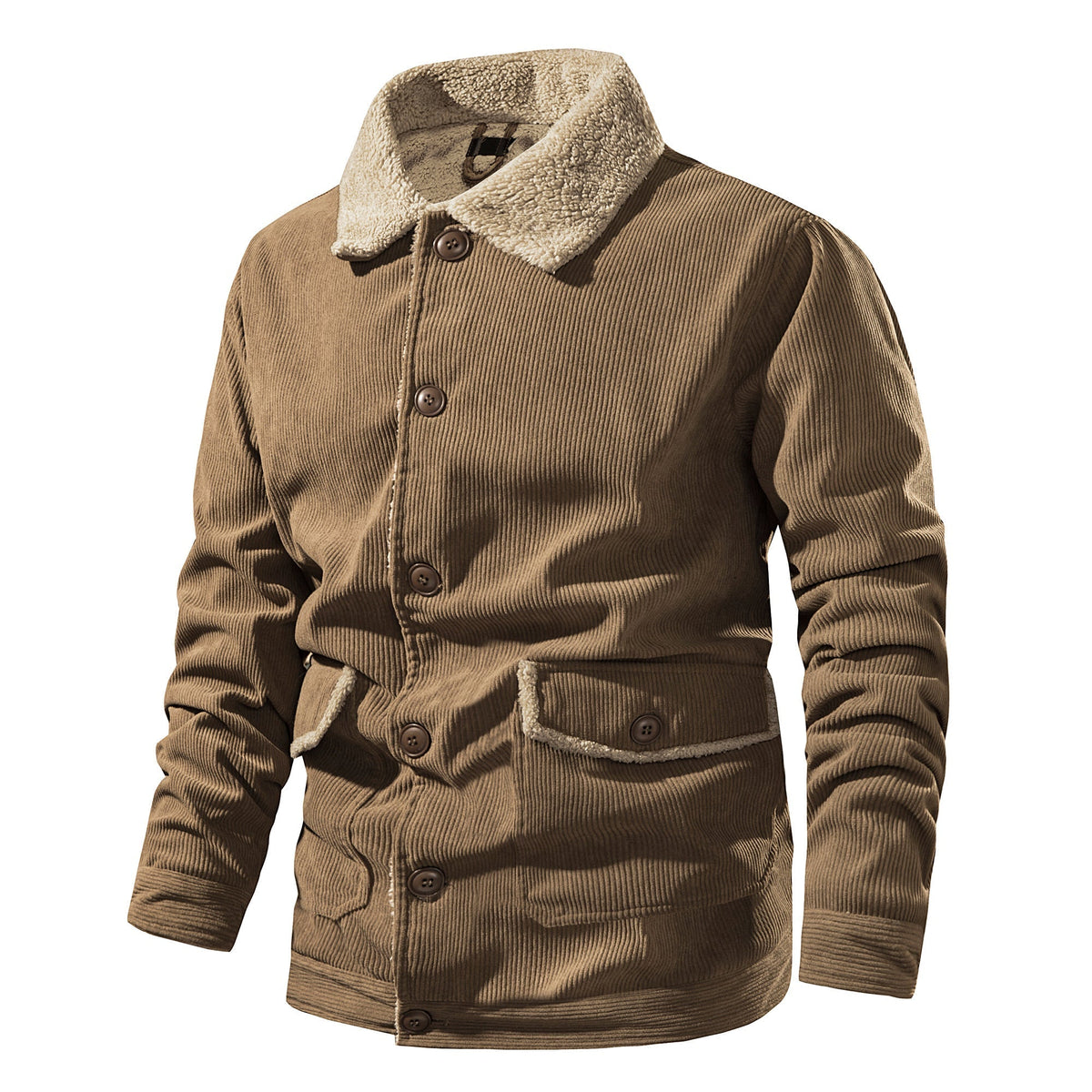 Warm Cozy Men's Jacket - Mid Length Corduroy Sherpa - Tophatter Daily Deals