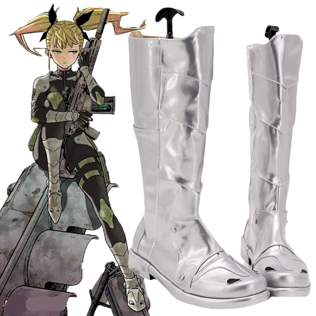 Kaiju No. 8 Kikoru Shinomiya Silver Shoes Cosplay Boots Shoes/Boots - Tophatter Daily Deals