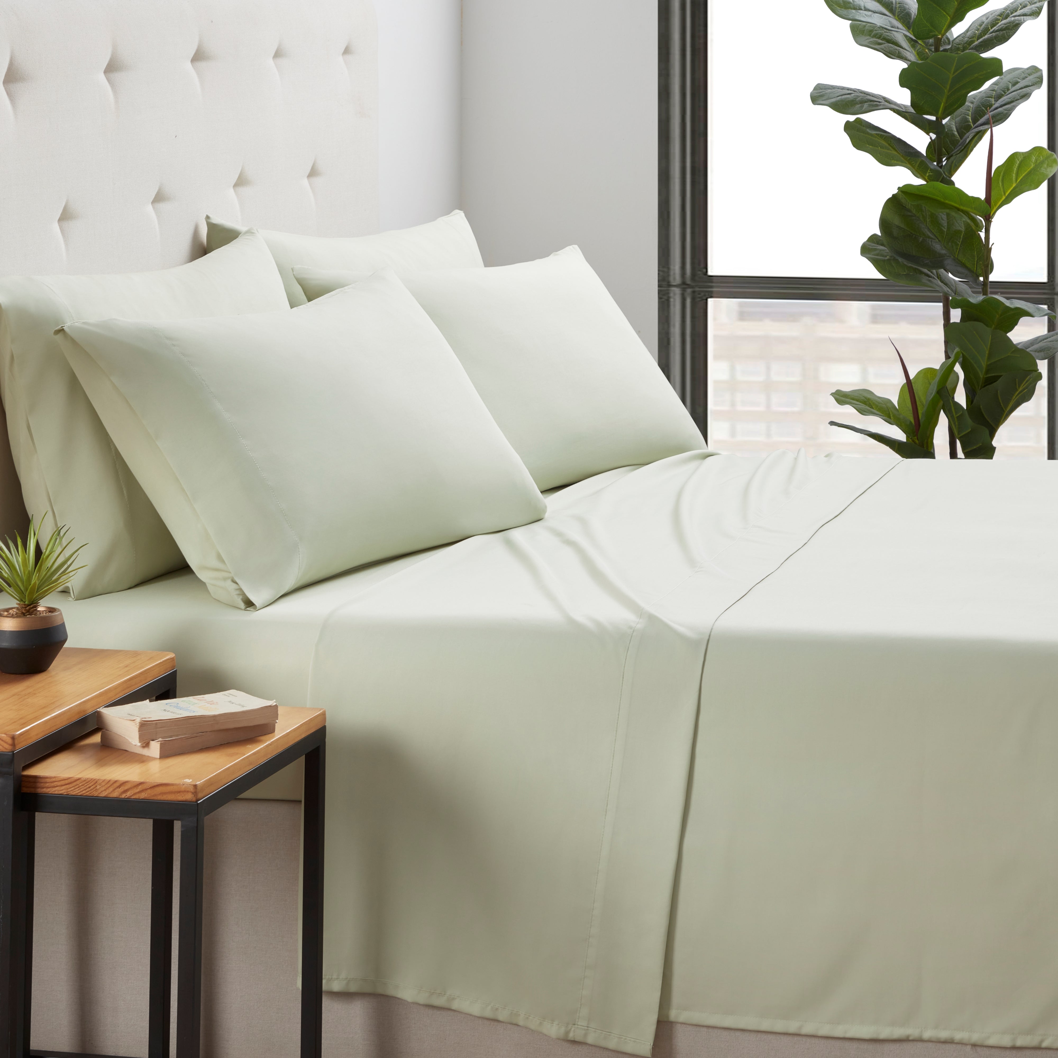 Kathy Ireland 6 Piece Bamboo Cooling Sheet Set Sage Bedding - Tophatter Daily Deals