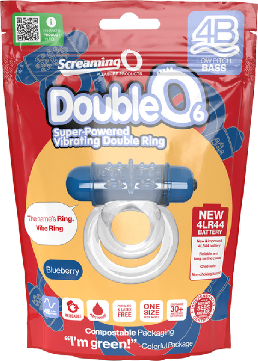 Double O 6 4B Low Pitch Bass (Blueberry) > Cock Ring > Vibrating - Tophatter Daily Deals