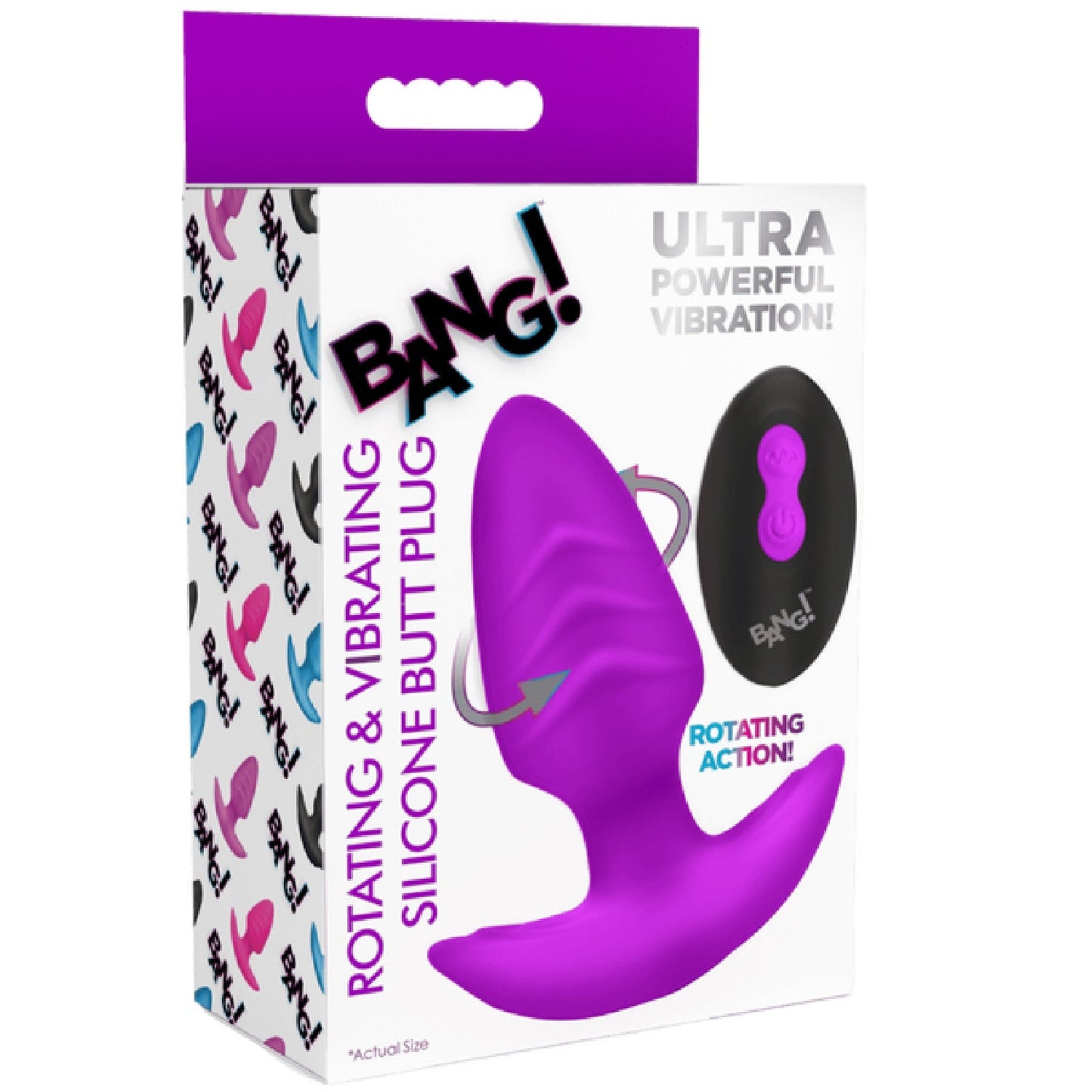 Rotating & Vibrating Silicone Butt Plug w/ Remote (Purple) > Anal Range > Vibrating Butt Plugs - Tophatter Daily Deals